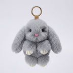 Fluffy Grey Plush Bunny Keychain Bag Charm