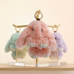 Fluffy Pink Plush Bunny Keychain Bag Charm