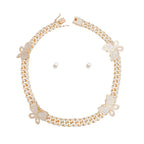Iced Gold Butterfly Cuban Chain Set