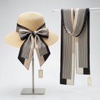 Black and Beige Pinstripe Silky Skinny Scarf