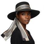 Black and Beige Pinstripe Silky Skinny Scarf