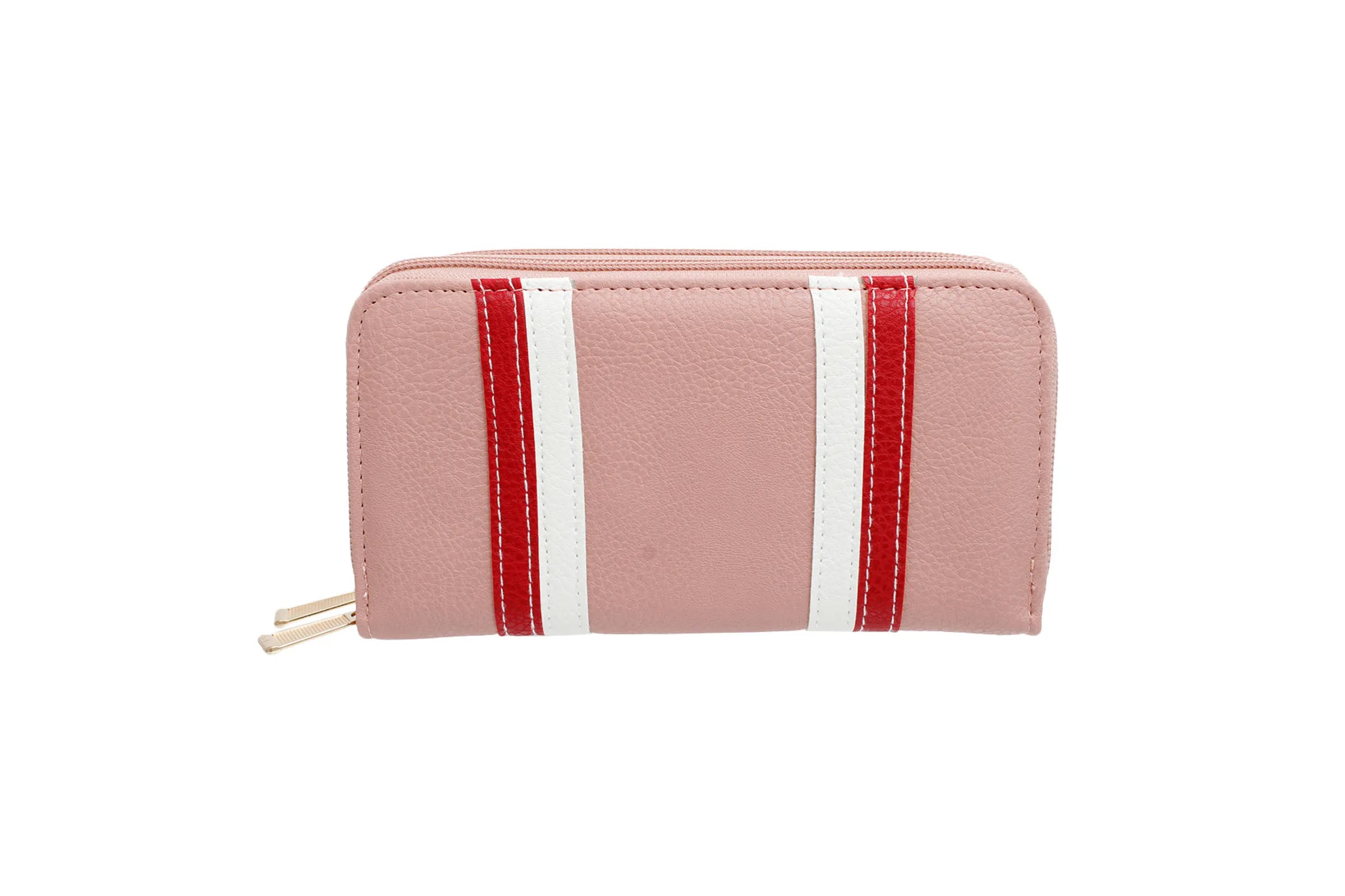 Striped Double Zipper Wallet