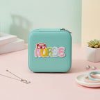 Travel Jewelry Box Turquoise Nurse Patch Square