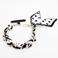 Phone Strap Black White Woven Scarf Keychain