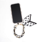 Phone Strap Black White Woven Scarf Keychain