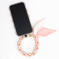 Phone Strap Pink Woven Scarf Keychain Wristlet