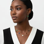 Stainless Steel Colorful 5 Motif Quatrefoil Necklace