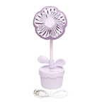 Portable Desk Fan Purple Flower Pot Kuromi