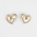 Stud Two Tone Gold Silver Chubby Heart Earrings