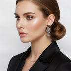 Stud Sweet Candy Black and Gold Crystal Earrings